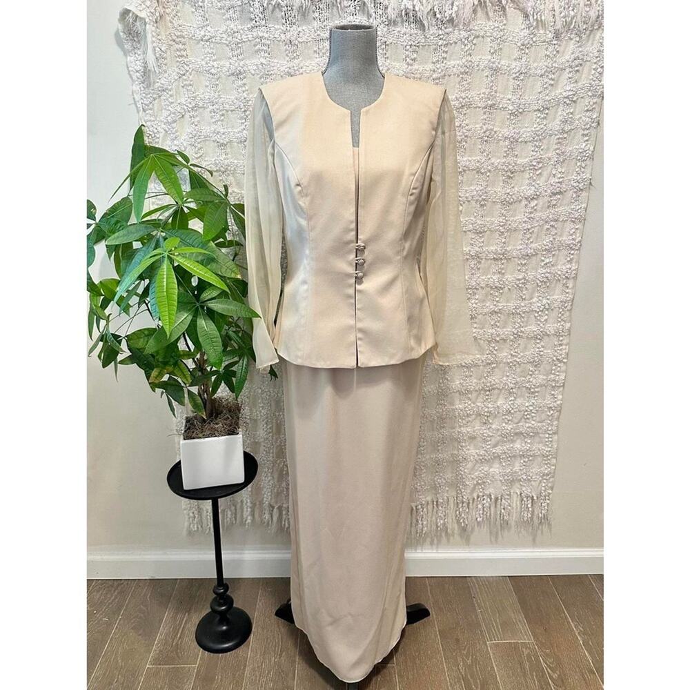 vintage Bill Levkoff evening gown dress & jacket women medium 12 mature wedding